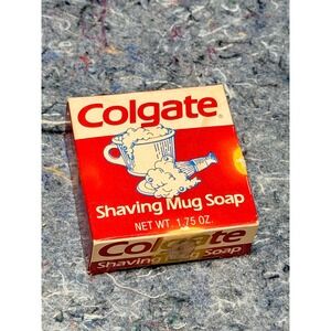 Vintage Colgate Shaving Mug Soap 1.75 oz New Old Stock Original Box Red White